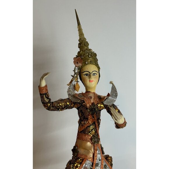 VTG Handmade Dancer Figurine Doll Statue 1960s Bangkok Thailand Oriental MCM Fun - Picture 6 of 16